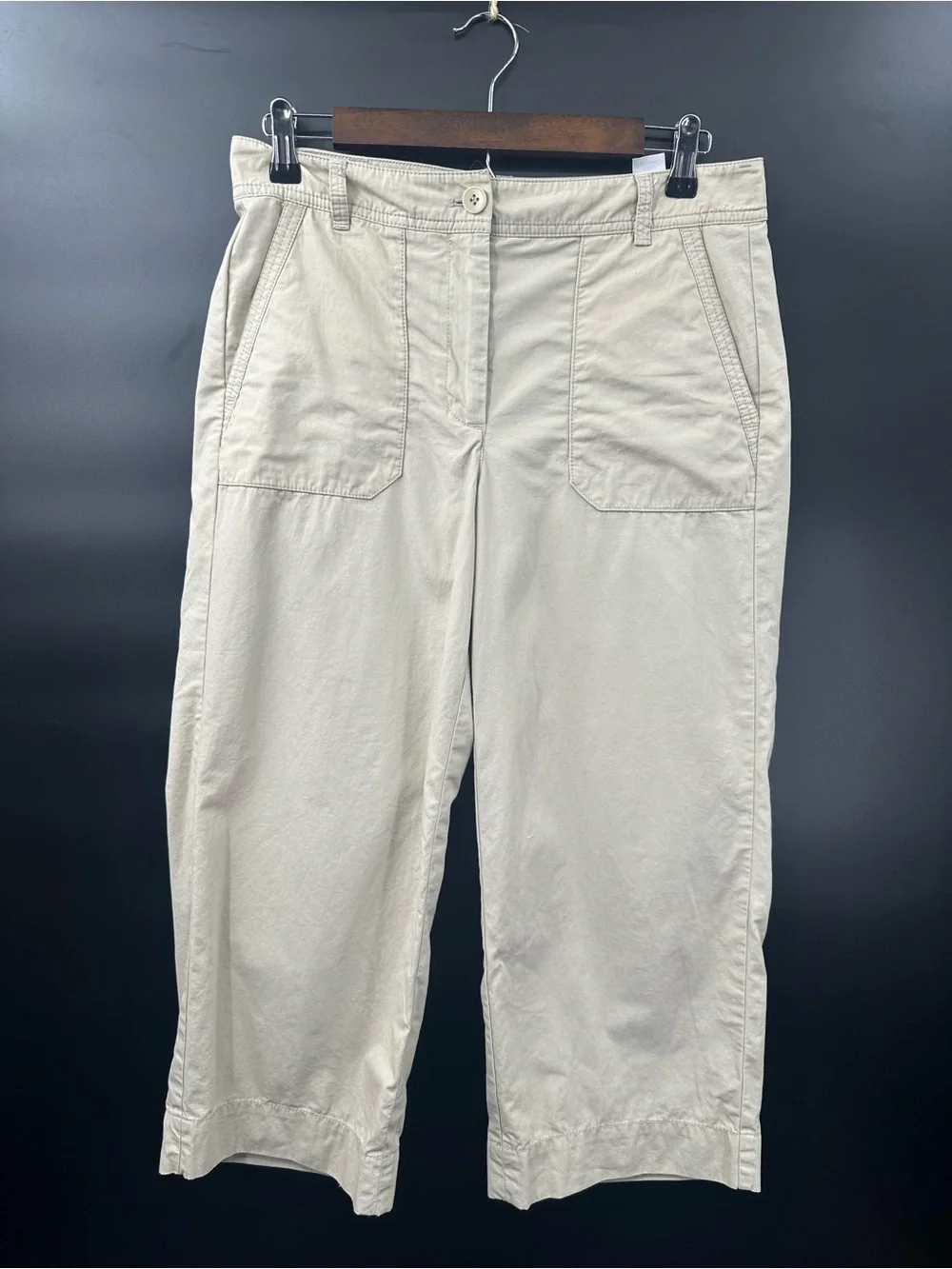 Talbots Heritage Cotton Pants 6 Khaki Utility Wide Leg Coastal Quiet Luxury 1425
